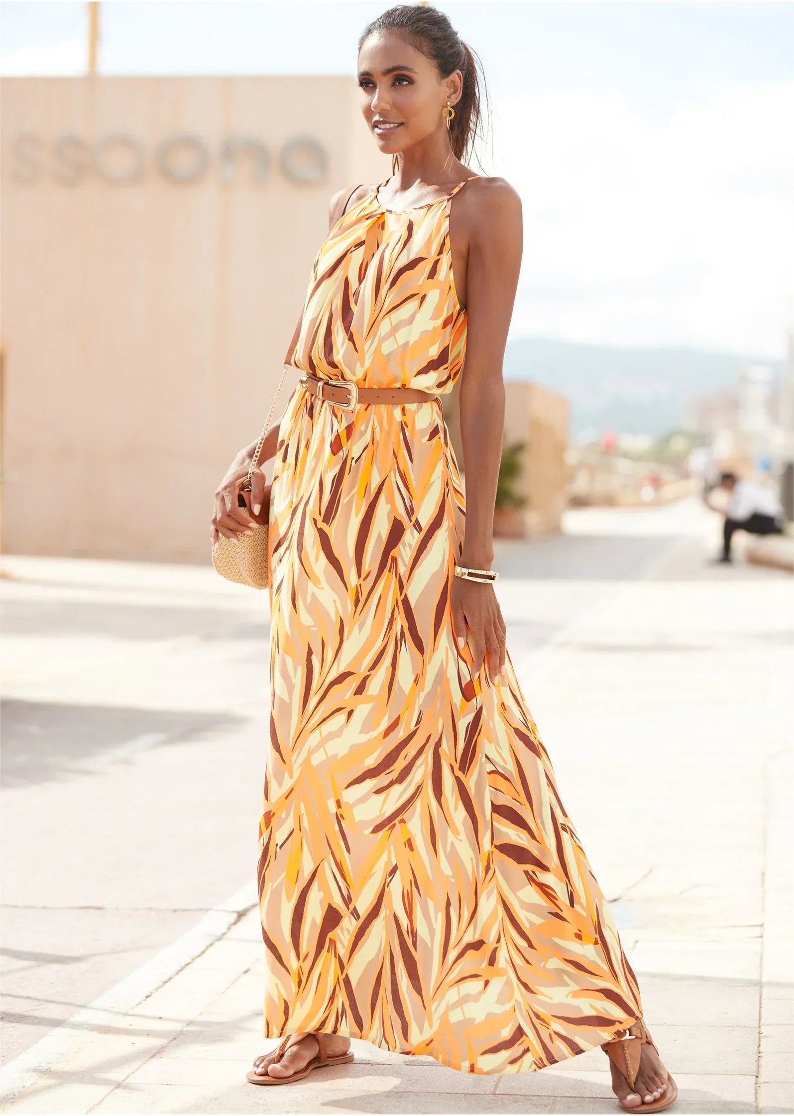Sleeveless Maxi Dress Cream Multi