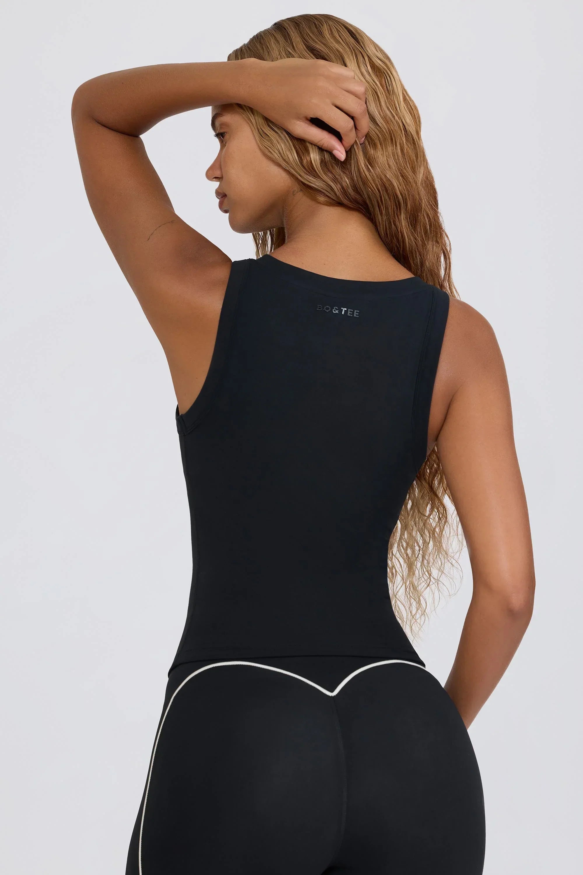 Soft Active V Neck Tank Top in Black
