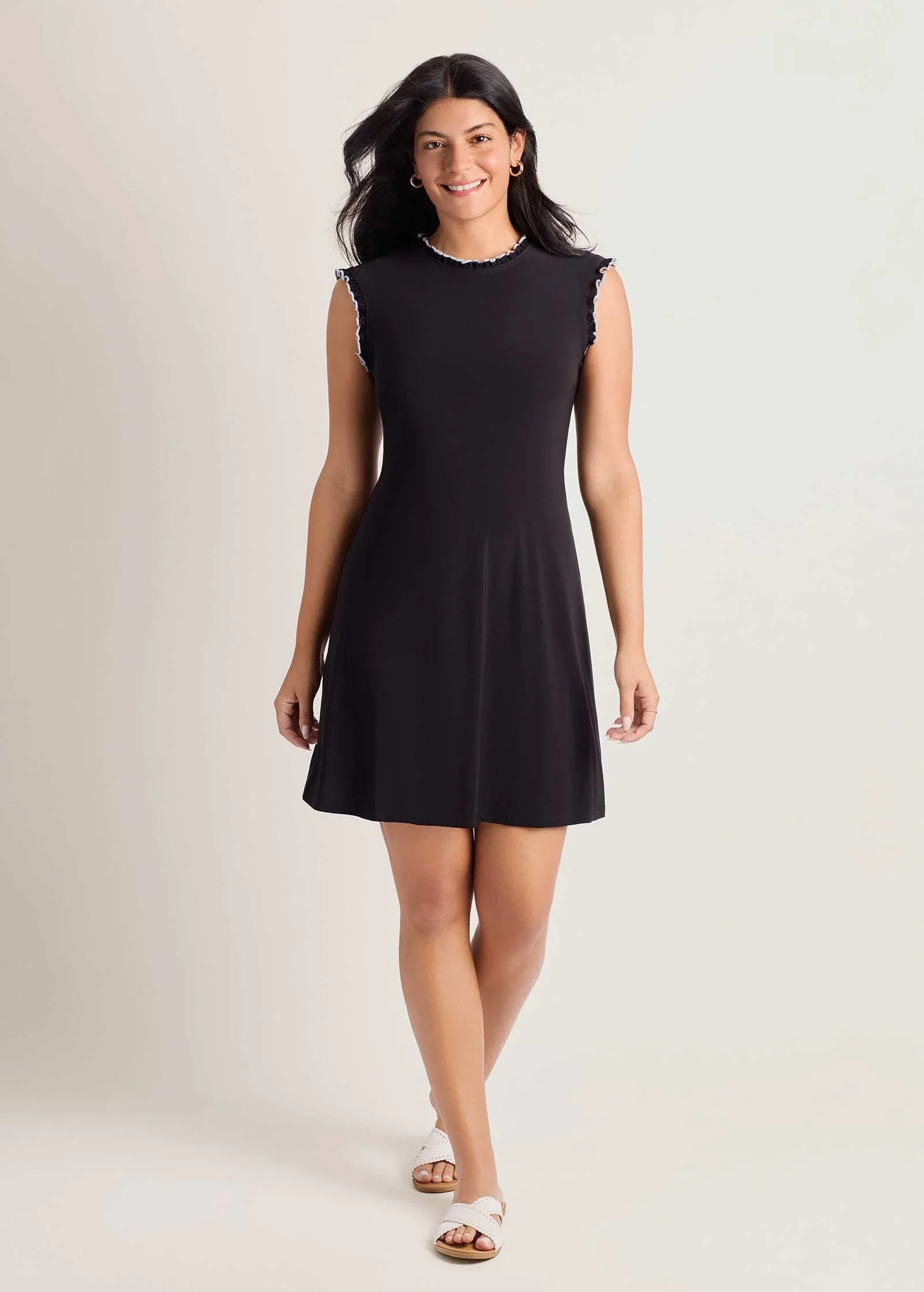 Ruffle Mini Dress Jet Black