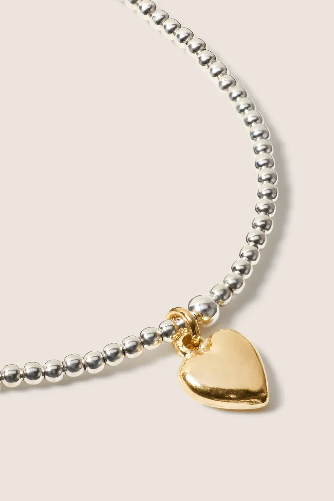 Classic Mixed Metal 2mm Bracelet w Heart