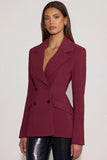 Structured Double Breasted Blazer in Burgundy