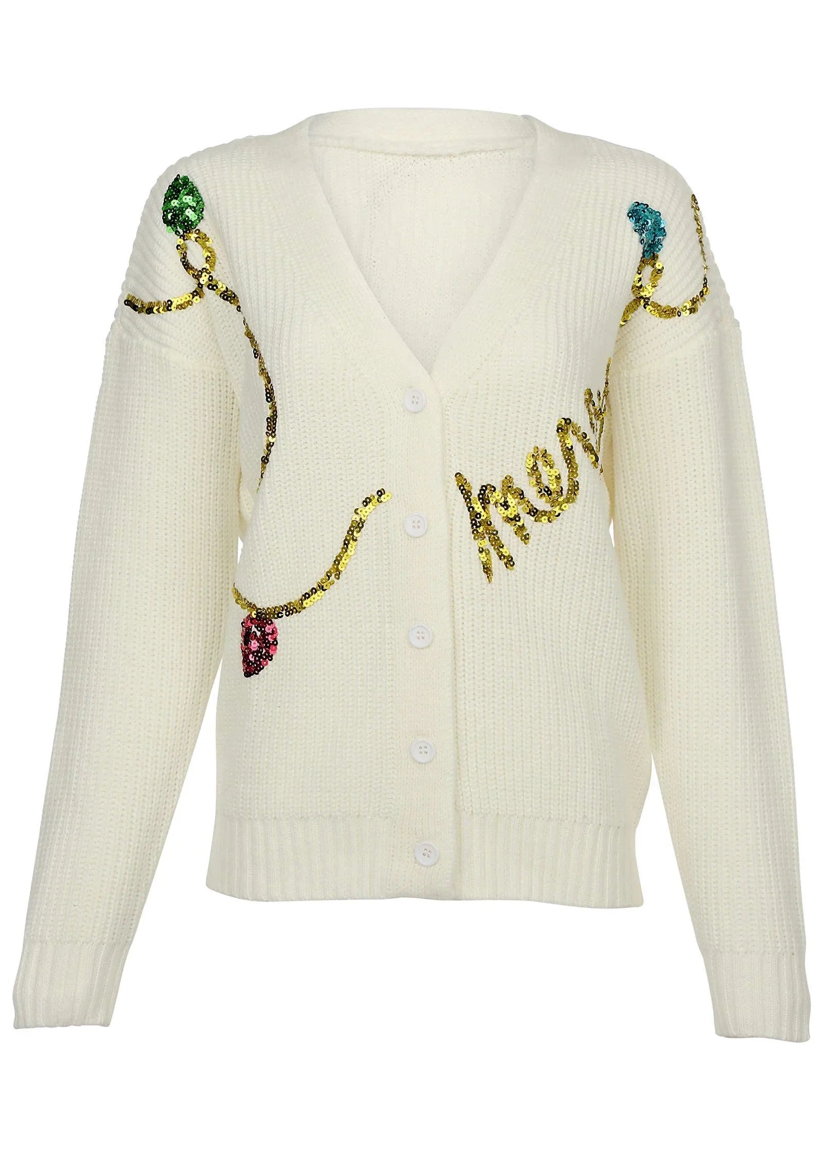Merry Sequined Sweater Cloud Dancer
