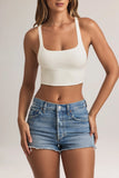 Modal Cross Back Tank Top in White