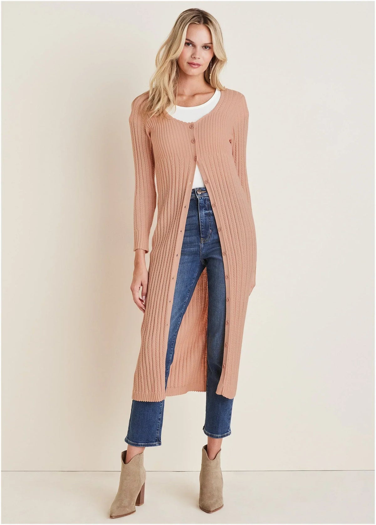 Pointelle Duster Evening Sand