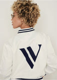 V Matte Satin Bomber Cloud Dancer