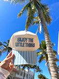 KenzKustomz Blue Stripe Vintage Trucker Hat Enjoy the Little Things