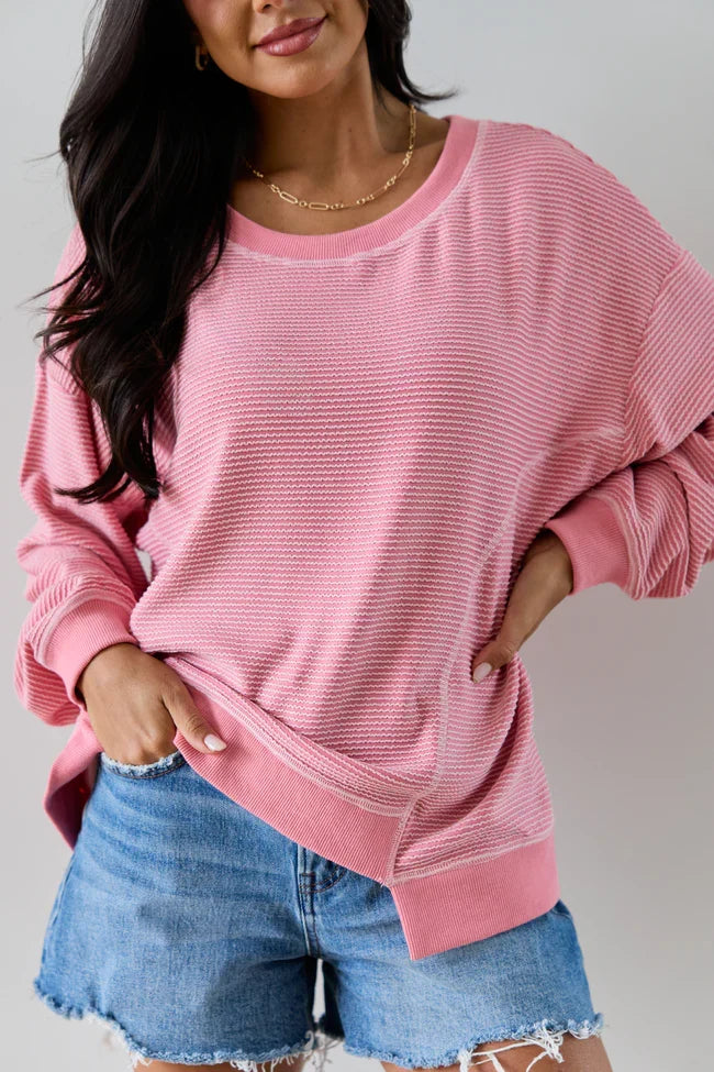 Melanie Pink Striped Pullover SALE