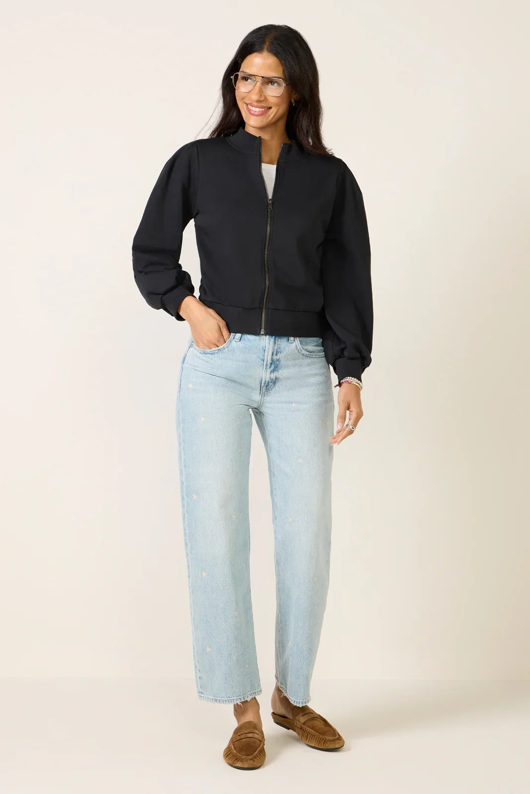 Jaci Puff Zip Up Top