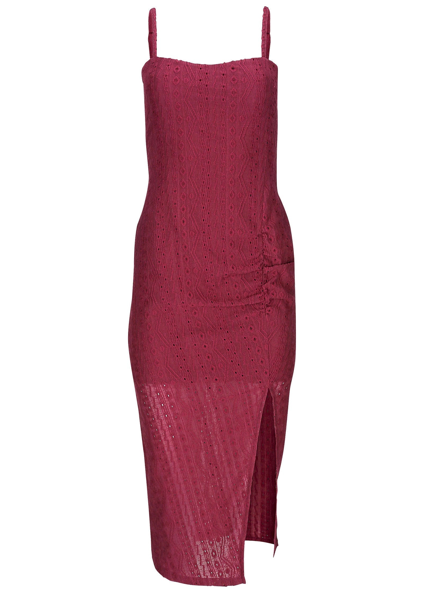 High Slit Midi Dress Beet Red