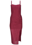 High Slit Midi Dress Beet Red