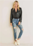Faux Leather Moto Jacket Jet Black