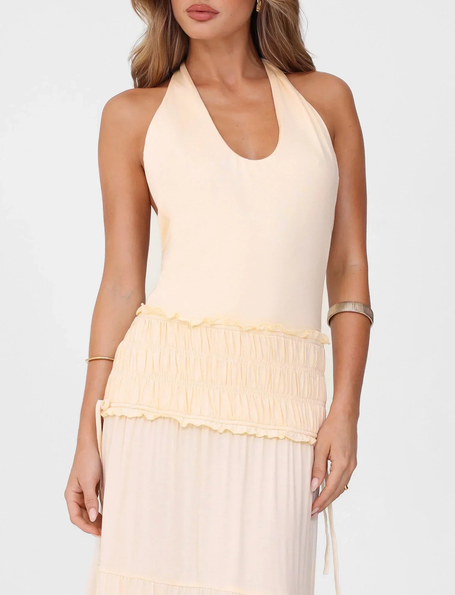 DENALI HALTER DRESS NEUTRAL BONE