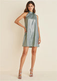 Shimmer Jacquard Mini Dress Seafoam