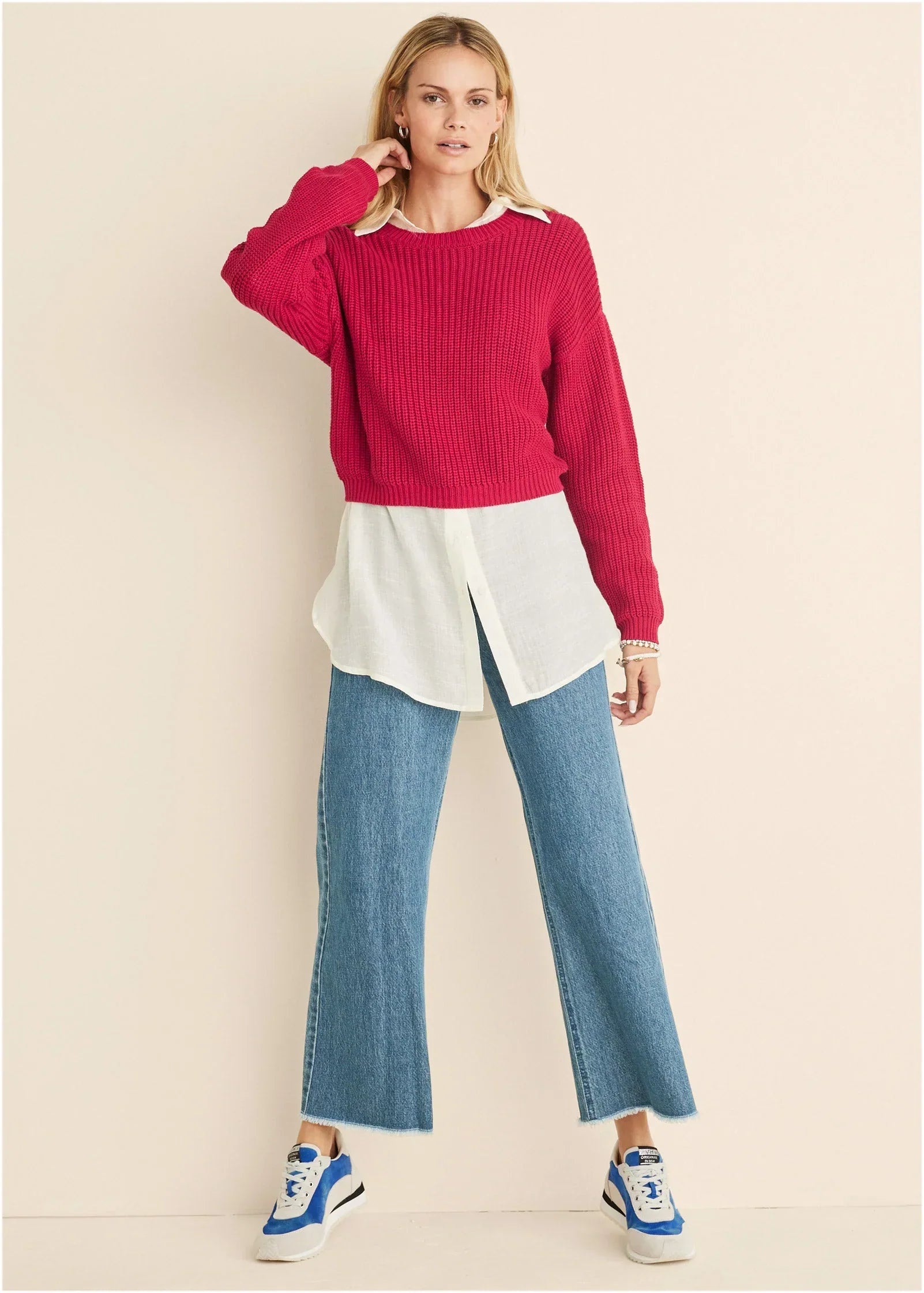 Slub Crew Sweater Red