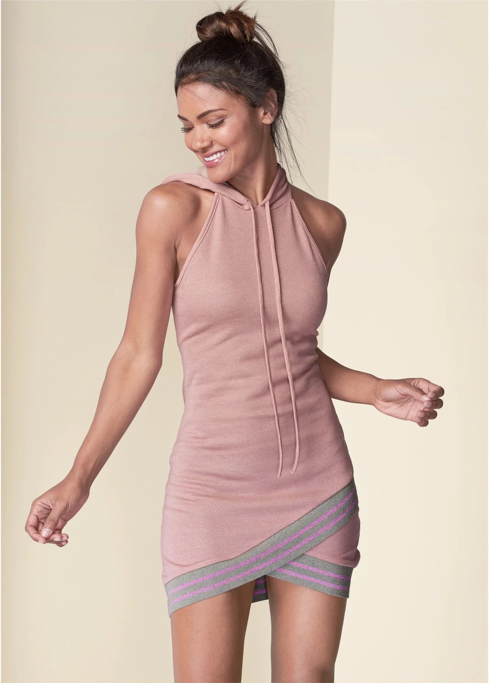 Hooded Detail Dress Pink