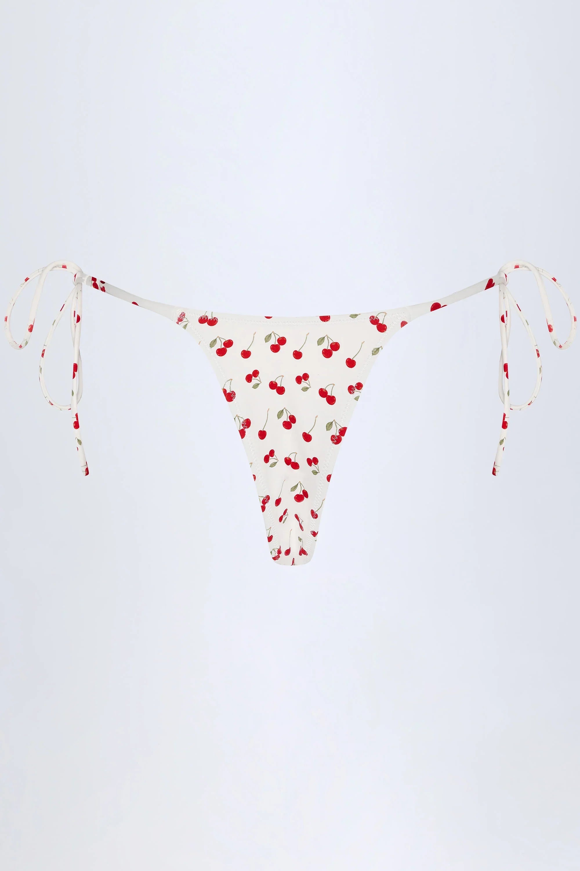 Side Tie Cheeky Bikini Bottoms in Cherry Print