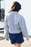 Say It Again Navy Striped Denim Jacket FINAL SALE