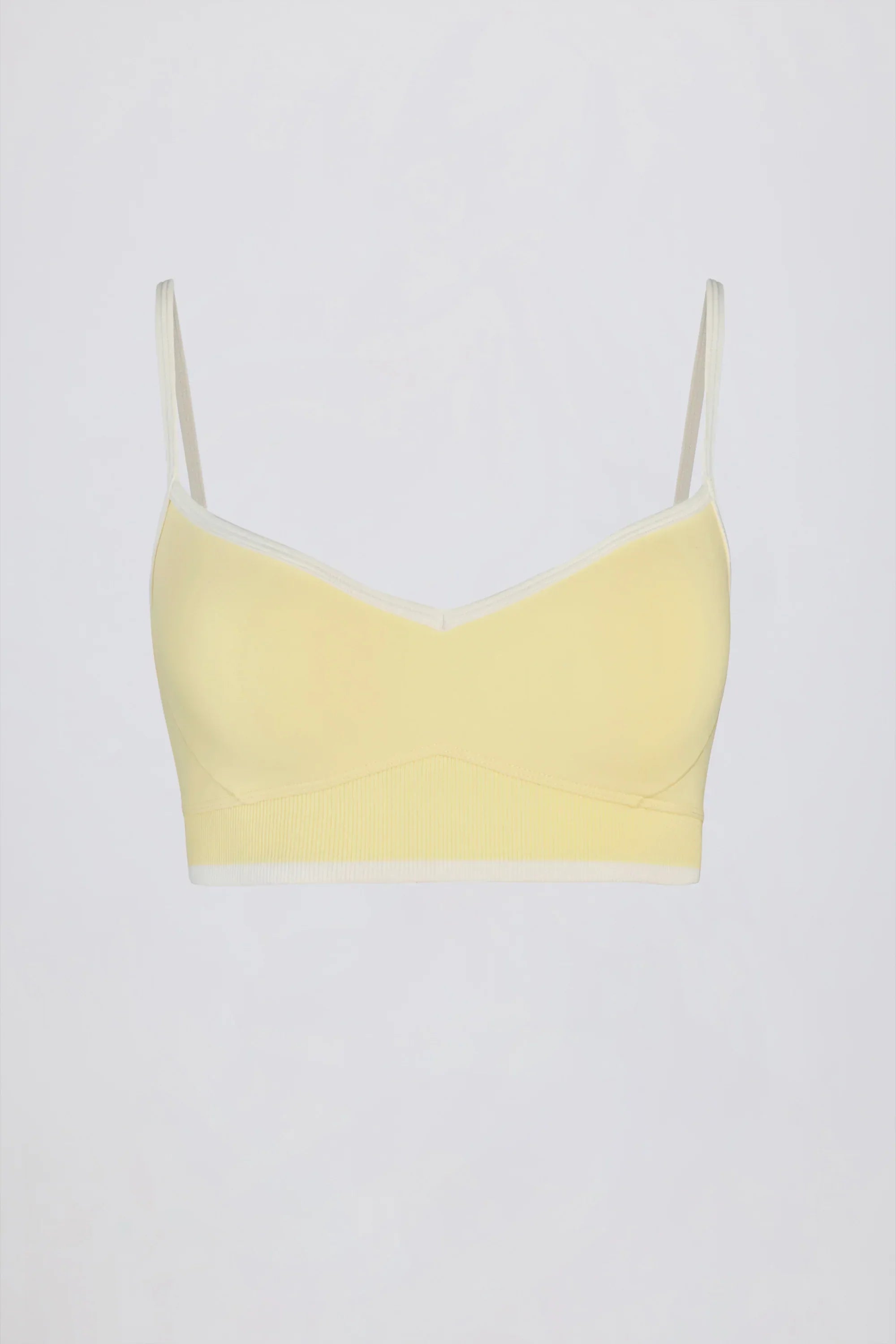 Soft Active Sweetheart Neck Contrast Sports Bra in Lemon