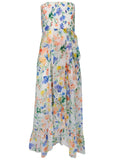 Strapless Ruffle Maxi Field Of Flowers