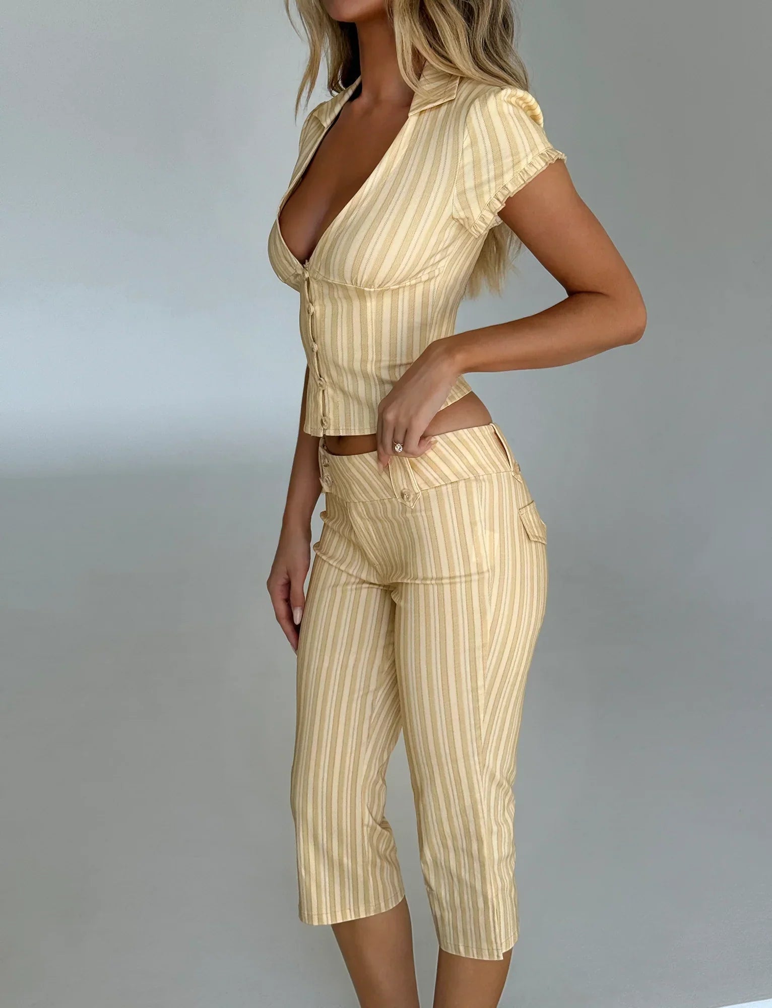 KITTIE CAPRI YELLOW STRIPE