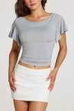 Modal Cowl Neck Top in Grey Marl