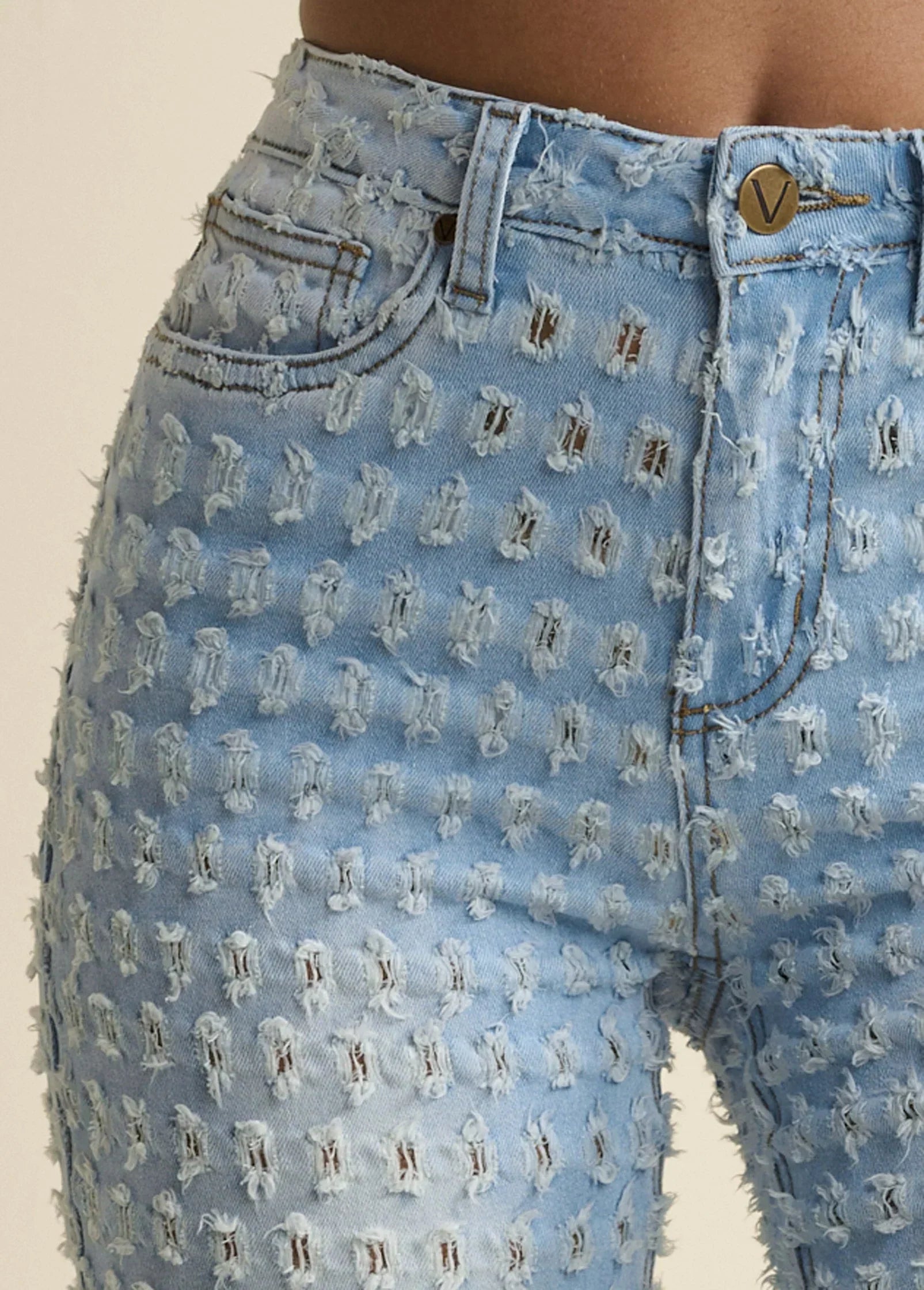 Laser Flare Leg Jeans Light Wash