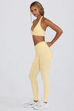 Brushed Jersey Ruched Mid Rise Leggings in Lemon Marl