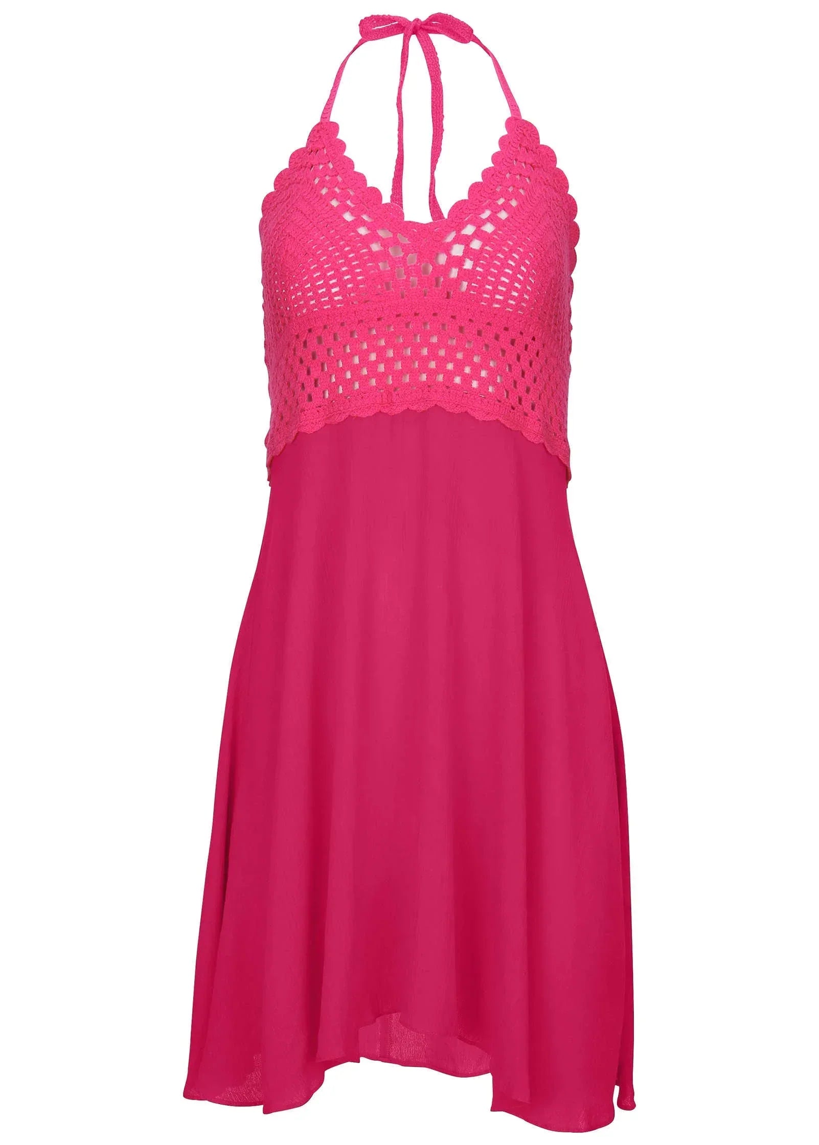 Crochet Top Cover Up Dress Raspberry