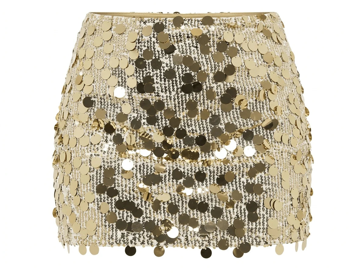 Nostalgic Nights Sequin Mini Skirt Gold
