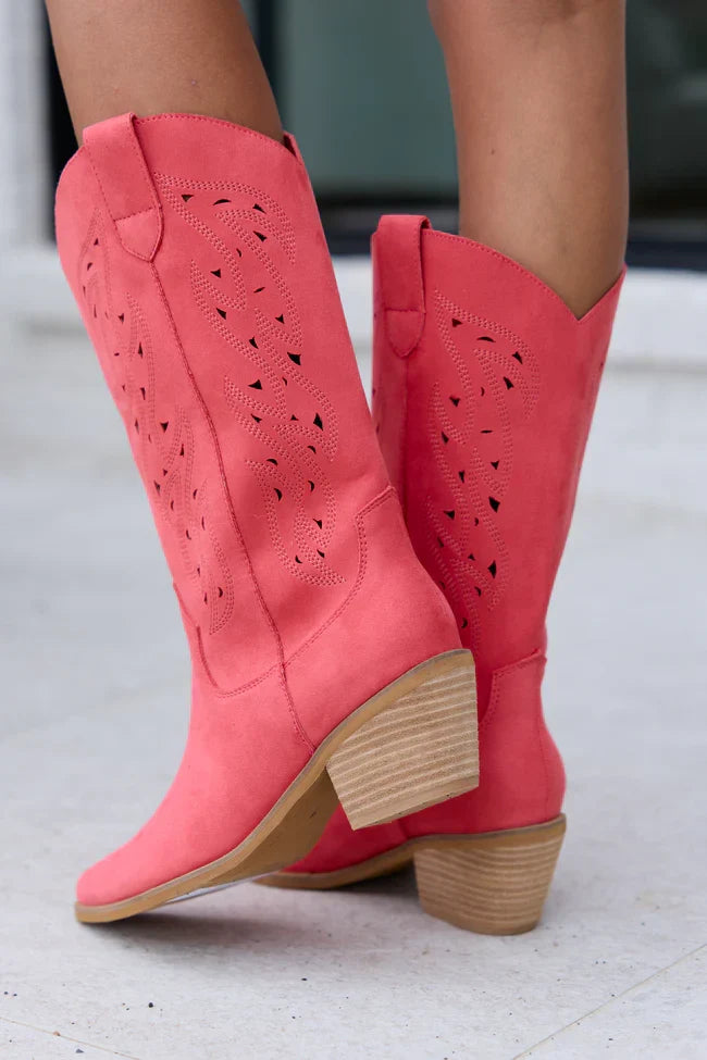 Olivia Cutout Coral Cowboy Boots