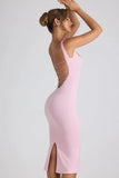 Modal Lace Trim Midaxi Dress in Soft Pink
