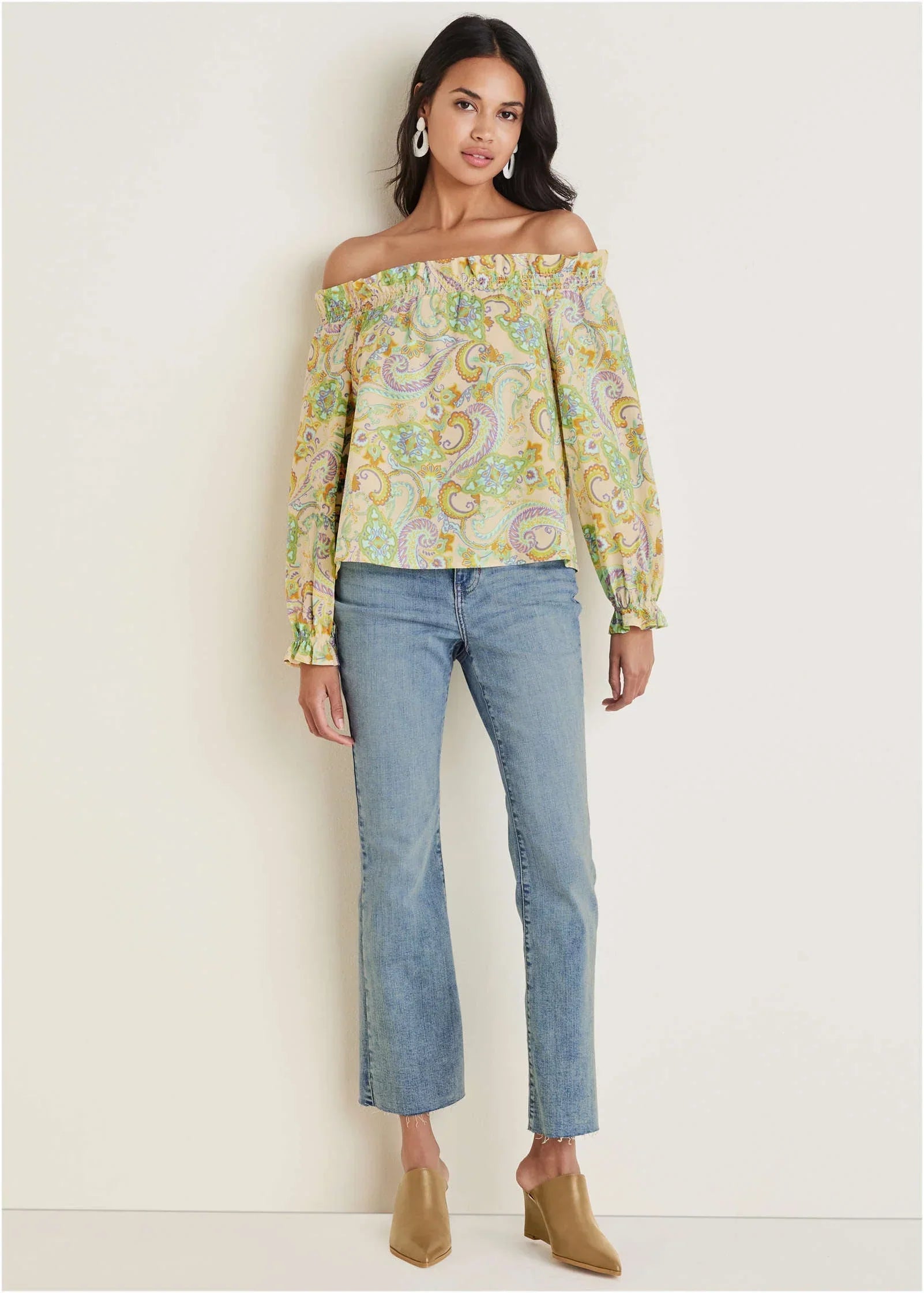 Off The Shoulder Top Candied Shortbread Paisley