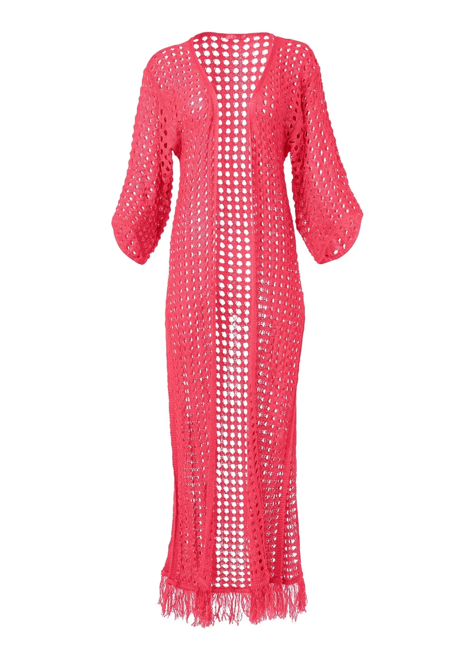 Crochet Kimono Cover Up Sunset Pink