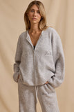 Oversized Zip Up Cardigan in Ice Marl