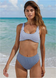 Reversible Scoop Bikini Top Reversible Navy Stripe