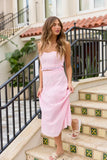 Take It Easy Pink Eyelet Tube Top Set