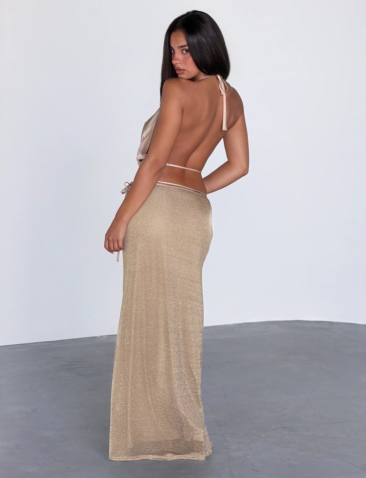 CYRENE TIE MAXI SKIRT GOLD