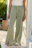 Daphne Green Acid Wash Gauze Pants