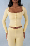 Knit Long Sleeve Cardigan in Butter Yellow