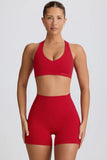 Soft Active V Neck Sports Bra in Hot Red