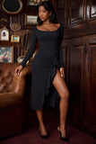 Modal Ruffled Midaxi Dress in Black