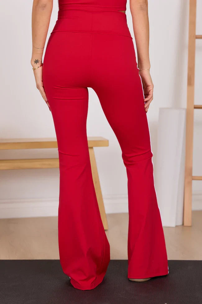 Daily Dash Cherry Red Flare Leggings SALE