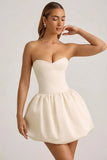 Convertible Bow Detail Bubble Hem Midaxi Dress in Ivory