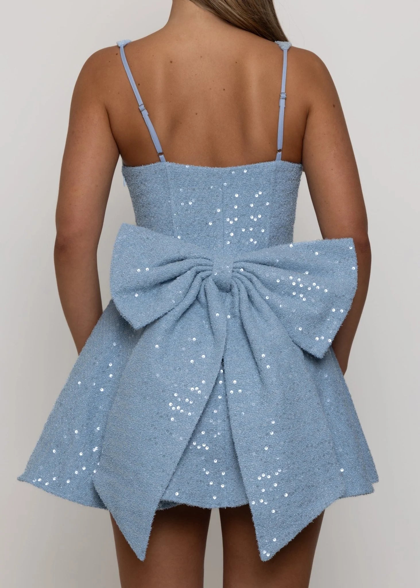 Love Letters Bow Mini Dress Blue