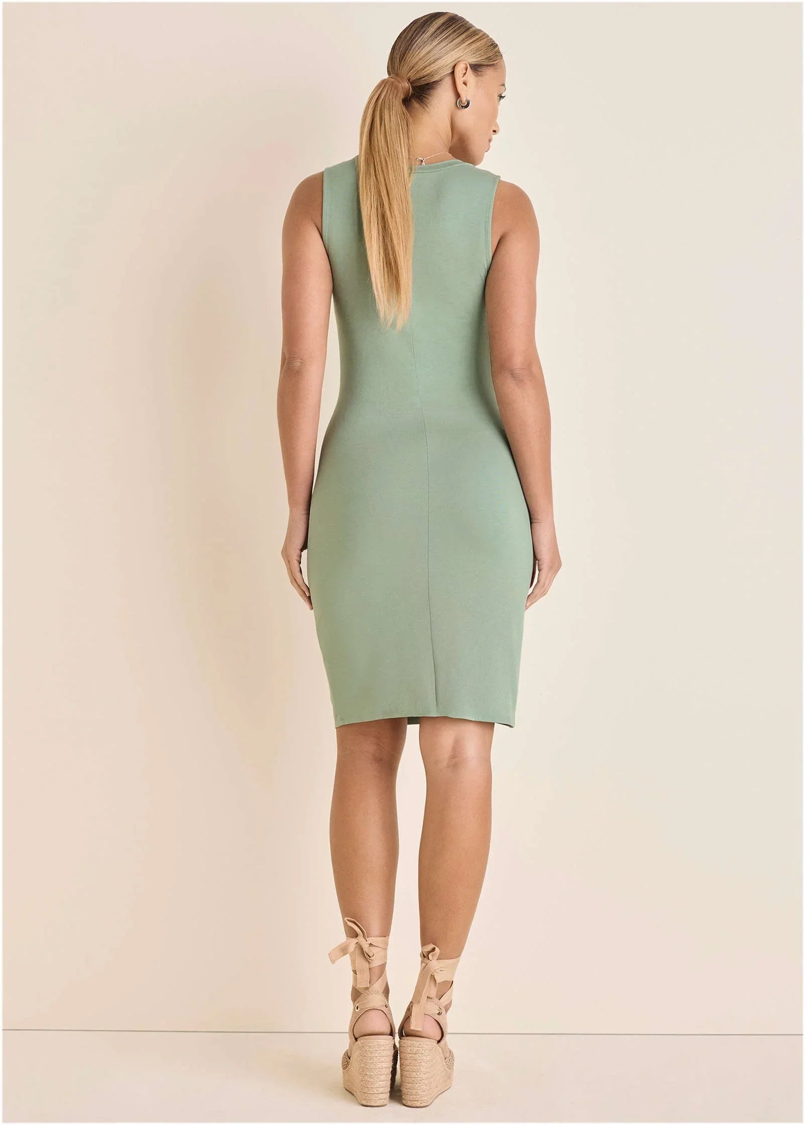 Button Detail Dress Iceberg Green