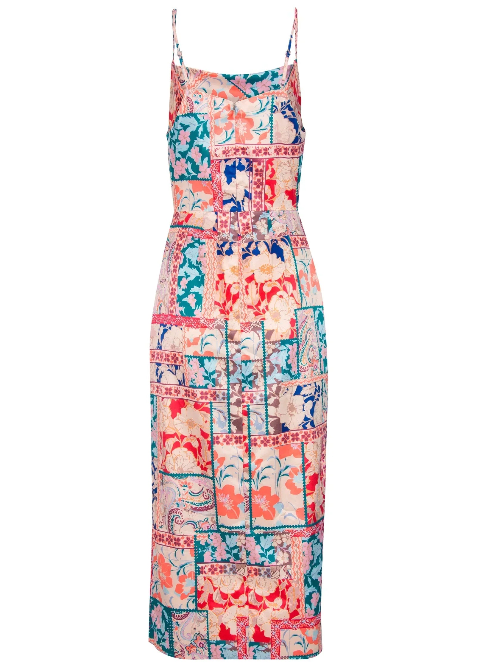 Cowl Neck Slip Dress Venetian Patchwork