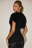 Faux Fur Short Sleeve Bolero in Black