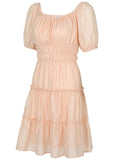 Tiered A Line Dress Pink