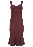 Ruffle Trim Midi Dress Wine