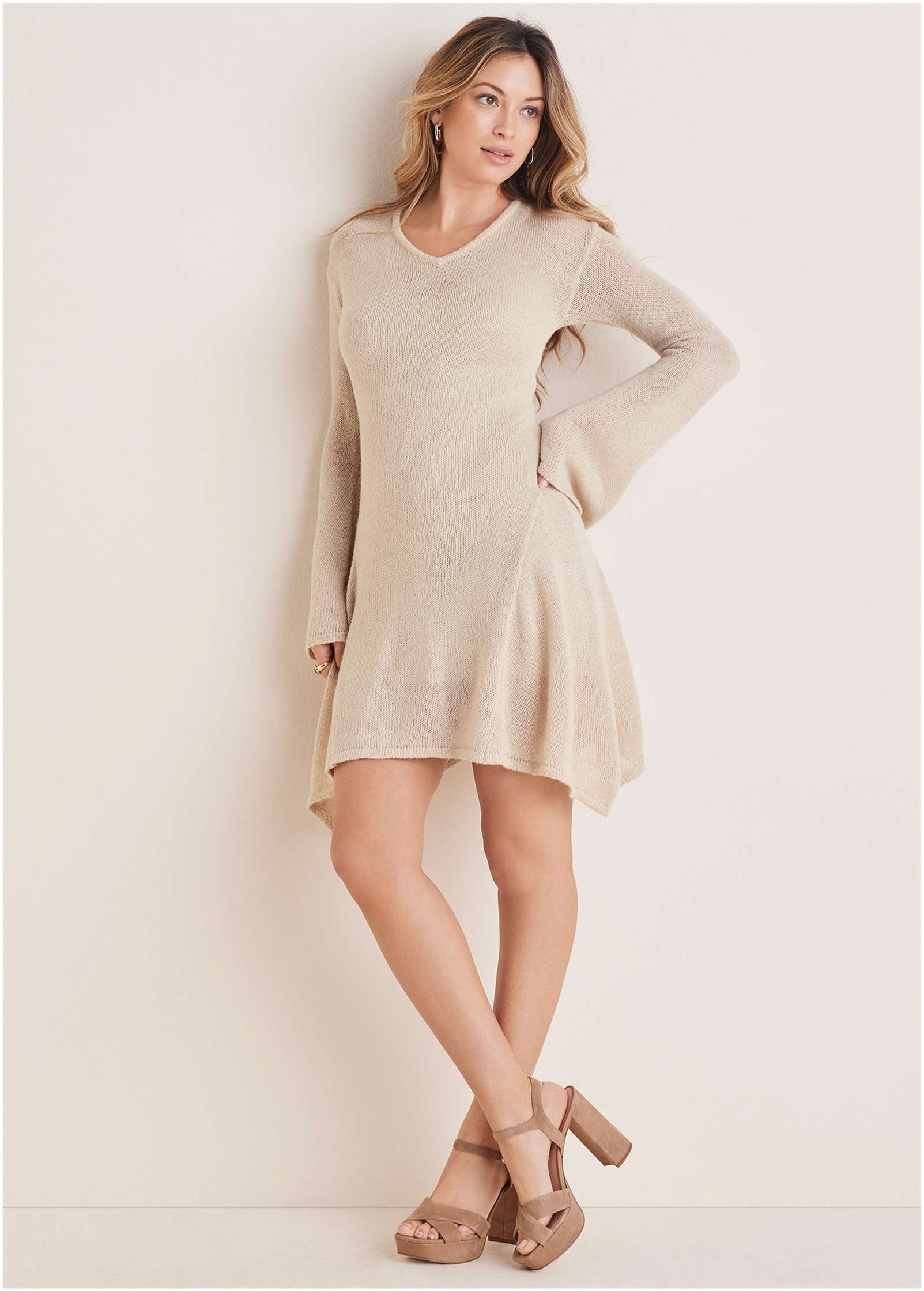 Bell Sleeve Sweater Dress Oatmeal